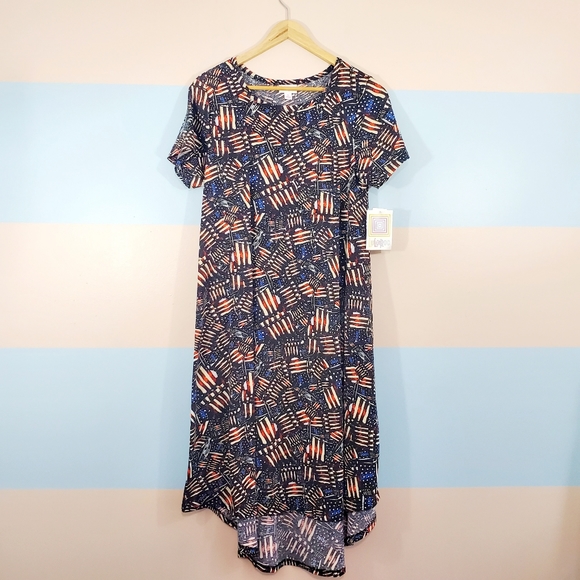 NWT LuLaRoe Red White & Blue Carly Dress - Picture 3 of 5